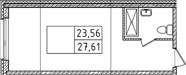 Квартира студия 27.61 м², 3/14 эт., Комплекс апартаментов «Ladozhsky Avenir»
